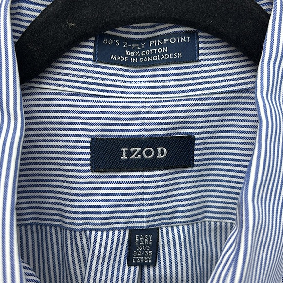 IZON MEN'S BUTTON DOWN LONG SLEEVE SHIRT 80'S 2-PLY PINPOINT size 16 1/2  34/35 - Picture 4 of 4